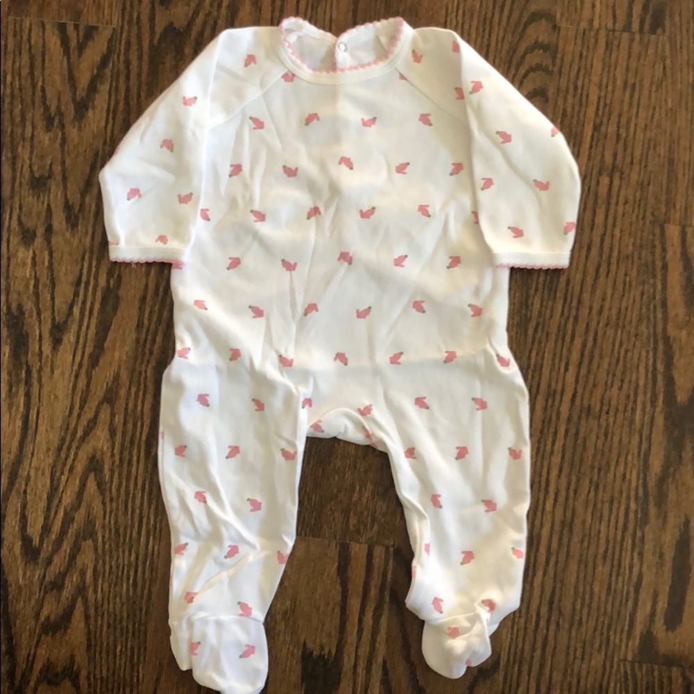 Ollie & Bess Pink bunny footie Prima Cotton 3-6M